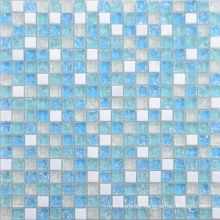 Beautiful Design Blue White Glass and Stone Mosaic Tile